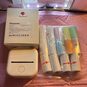 Phomemo Portable Printer with Colorful Sticker Paper Rolls
